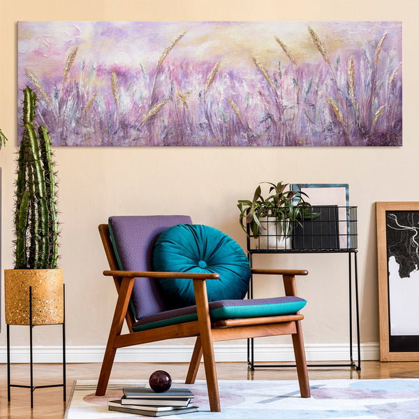 Handgemalte landschaft malerei "Morgentau" 150x50cm