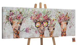 Acryl Leinwandbilder "Giraffen" mit Rahmen Kunst
