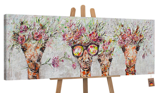 Acryl Leinwandbilder "Giraffen" mit Rahmen Kunst