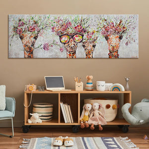 Acryl Leinwandbilder "Giraffen" mit Rahmen Kunst