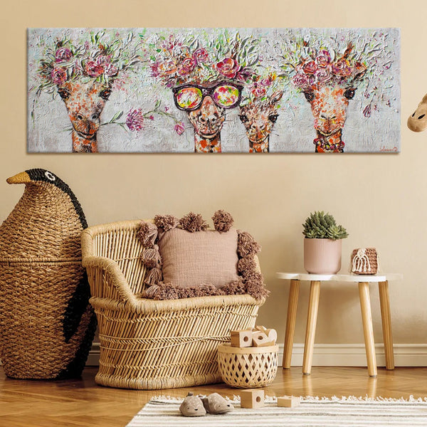 Acryl Leinwandbilder "Giraffen" mit Rahmen Kunst