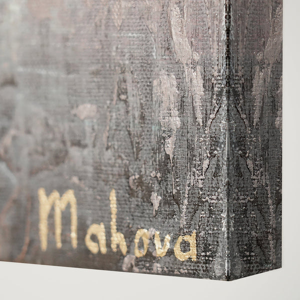 Abstrakte Kunst Gemälde – Handgemaltes Leinwandbild mit Goldakzent