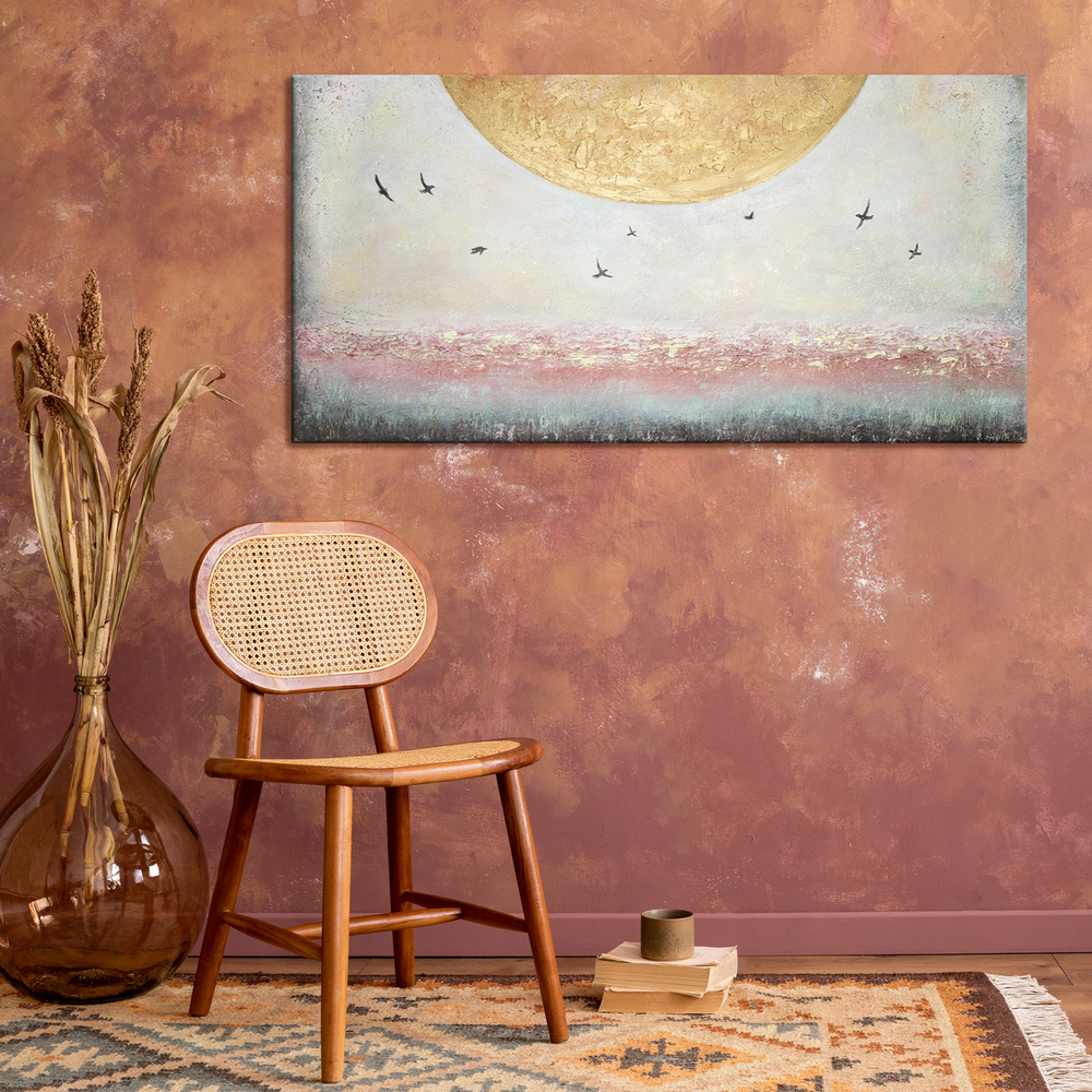 Abstrakte Landschaftsmalerei Handgemalt "Sonnenenergie"