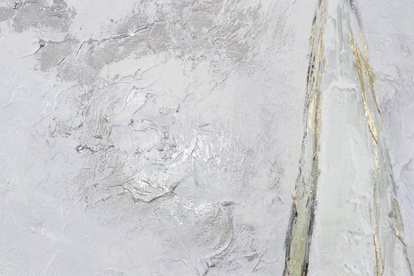 Abstraktes Gemälde auf Leinwand - Segelboote im Nebel "Meeresstille"