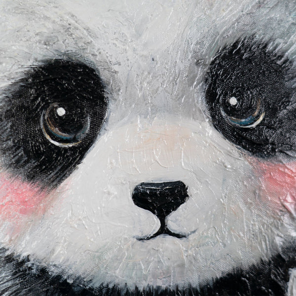 panda auge detail, acrylbilder tiere, kinderzimmer bild, runde wanddeko, gemälde auf leinwand, tiermotiv acryl