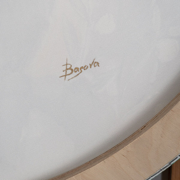 signiertes leinwandbild, rückseite acrylbild rund, kinderzimmer deko, wandbild tiere, handgemalt, mit holzrahmen