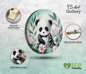 eco wanddeko kinderzimmer, handgemalte acrylbilder, leinwand rund, hochwertige materialien, tiere bilder, holzrahmen