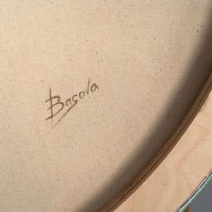 signiertes tierbild, rückseite acrylbild rund, kinderzimmer gemälde, wandbild tiere, holzrahmen handgemalt