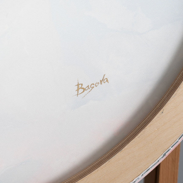 rückseite leinwandbild signiert, acrylbild hase kinderzimmer, holzrahmen, rund handgemalt