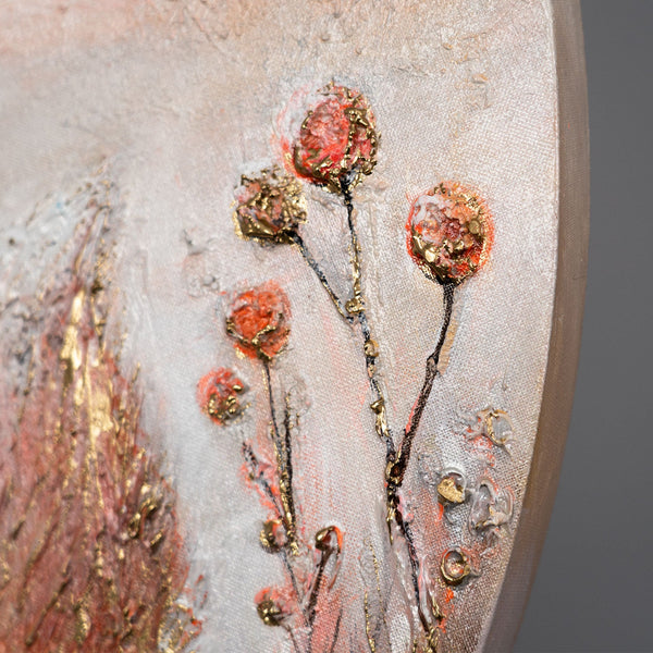 strukturierter rand leinwand, runde wandbilder kinderzimmer, tiermotive handgemalt, acrylbild fuchs