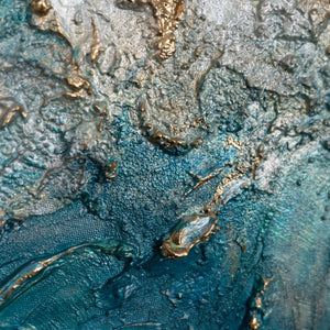 struktur acryl rund, gold blau abstrakte kunst