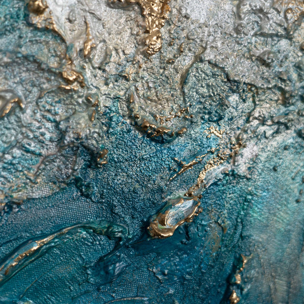 struktur acryl rund, gold blau abstrakte kunst