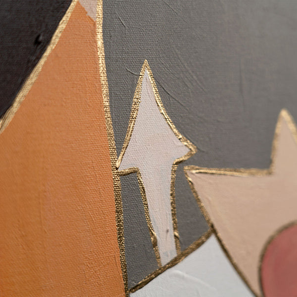 Detailansicht moderne Acrylmalerei abstrakte Blumenkomposition