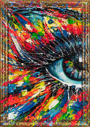 Abstrakte Acrylkunst Auge bunt Struktur Leinwandbild