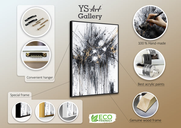 Abstrakte Acrylkunst Leinwandbild Gold Struktur Nahaufnahme