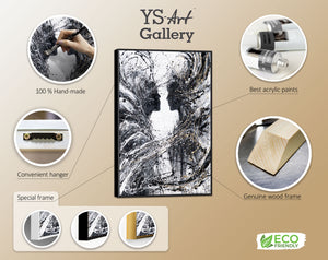 Abstrakte Acrylmalerei Figur Schwarz Gold moderne Kunst