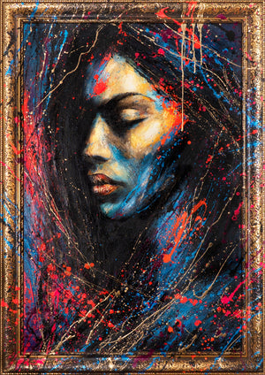 Abstrakte Kunst Frau Acryl Leinwandbild Studioaufnahme