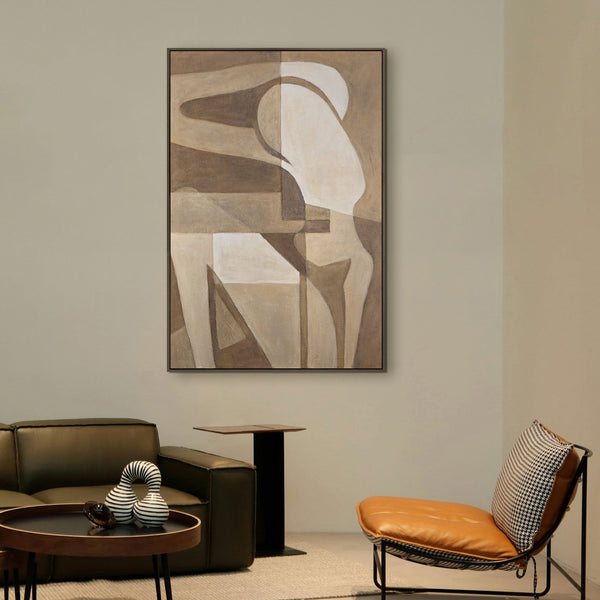Abstrakte Wandkunst beige braun geometrisch