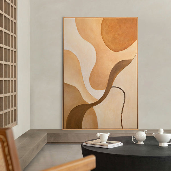 Abstrakte Wandkunst beige braun handgemalt