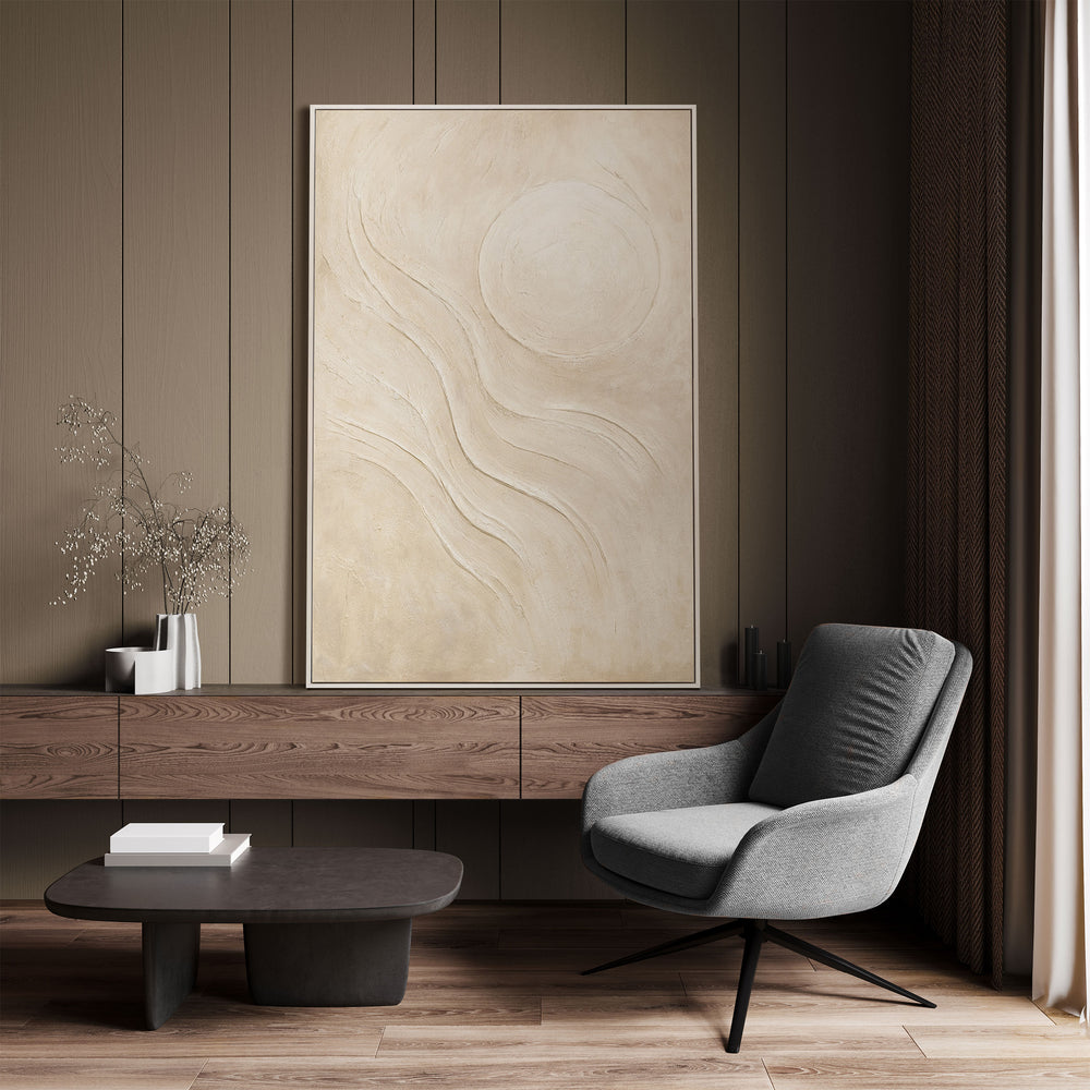 Abstrakte Wandkunst beige handgemalt modern