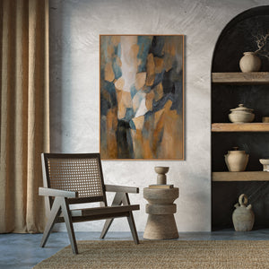 Abstrakte Wandkunst blau gold handgemalt