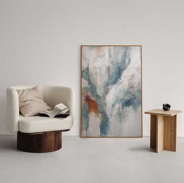 Abstrakte Wandkunst blau orange beige modern