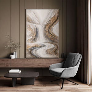 Abstrakte Wandkunst gold grau braun auf Leinwand