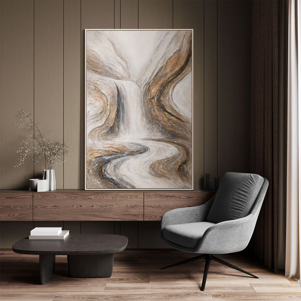 Abstrakte Wandkunst gold grau braun auf Leinwand