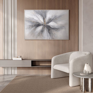 Abstrakte Wandkunst grau weiß modern auf Leinwand