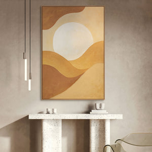 Abstrakte Wandkunst ocker beige handgemalt