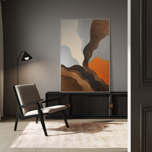 Abstrakte Wandkunst orange braun handgemalt