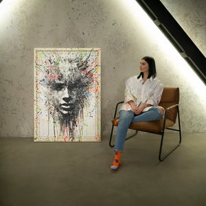 Abstraktes Gesicht Leinwandbild Acryl moderne Wandkunst