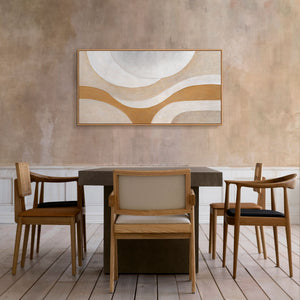 Abstraktes Leinwandbild Beige Gold Handgemalt