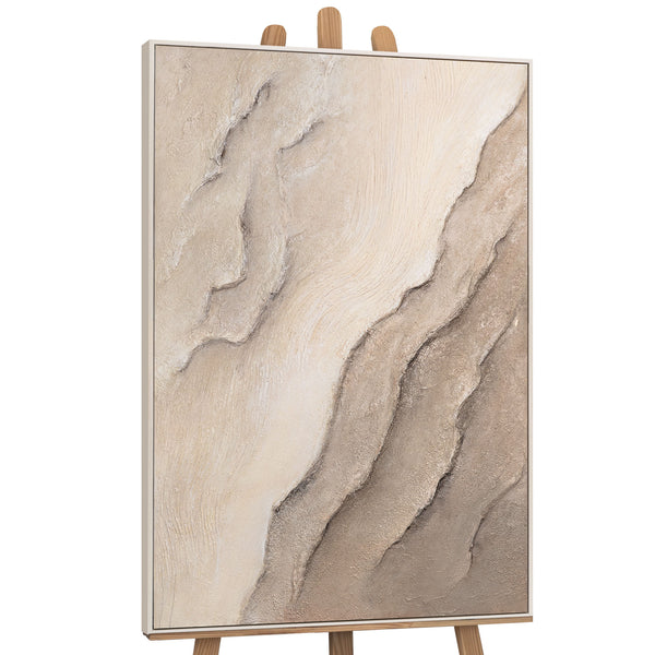 Abstraktes Leinwandbild beige handgemalt