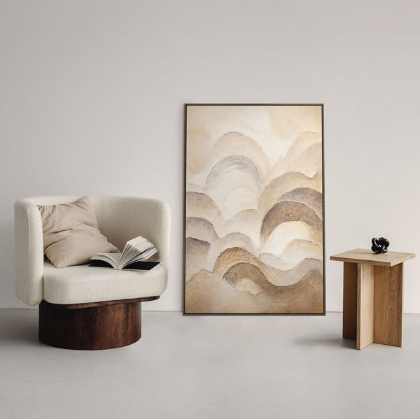 Abstraktes Leinwandbild Beige Braun Handgemalt