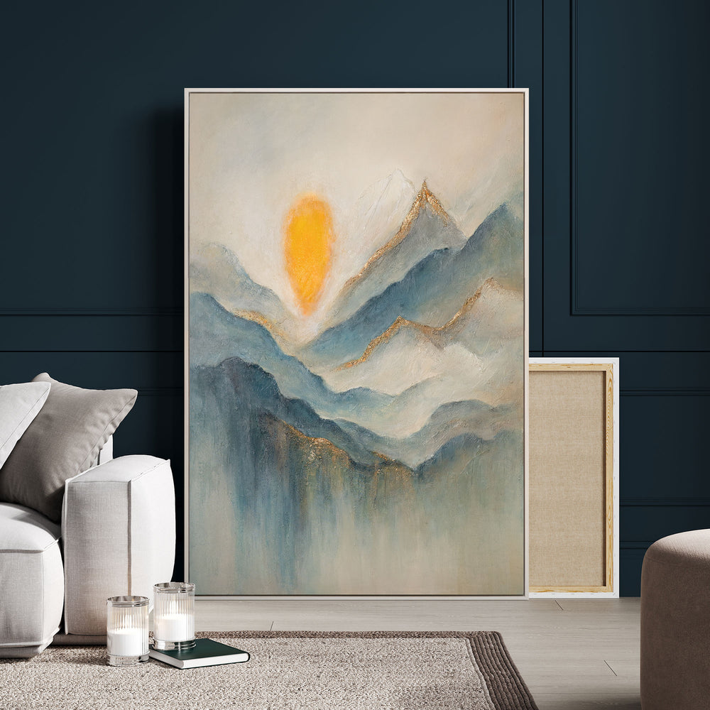 Abstraktes Leinwandbild Berge handgemalt modern