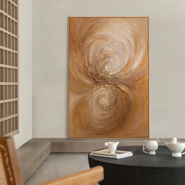 Abstraktes Leinwandbild gold handgemalt