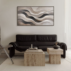 Abstraktes Leinwandbild Grau Beige Handgemalt