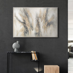Abstraktes Leinwandbild in Grau und Gold
