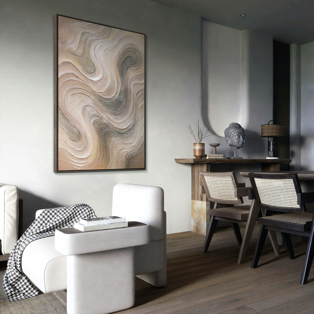 Abstraktes Leinwandbild mit sanften Wellenformen