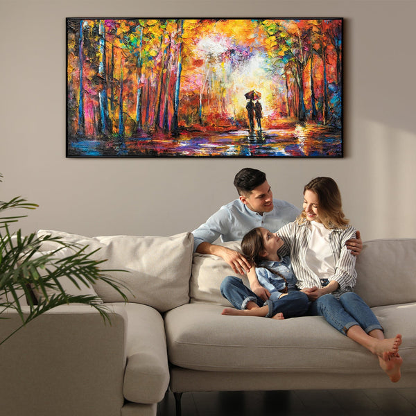 Abstraktes Regenbild Acryl bunt romantische Wanddekoration