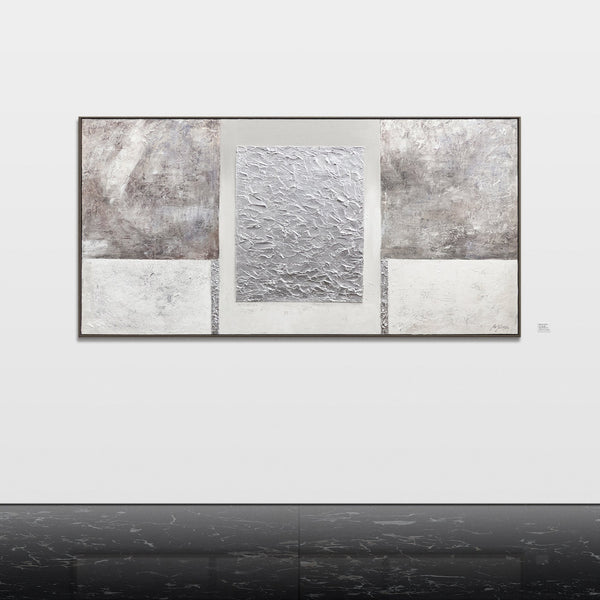 Acrylmalerei Grau Weiss Struktur Design Schlafzimmer Kunst