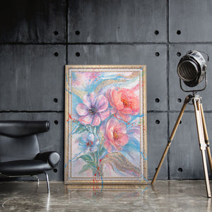 Blumen Leinwandbild moderne Wandkunst im hellen Raum