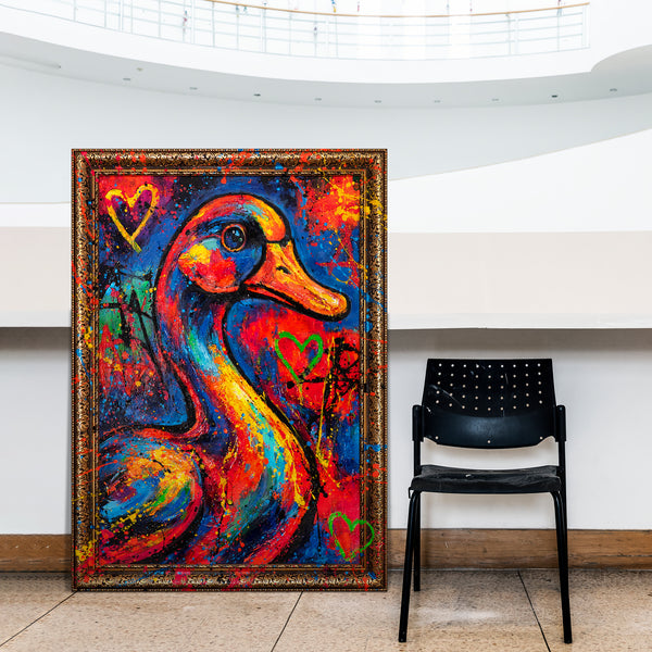 Bunte Ente Acrylbild handgemaltes Leinwandbild Wohnzimmer