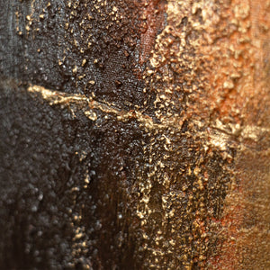 Detailansicht Reliefkunst schwarz gold abstrakt