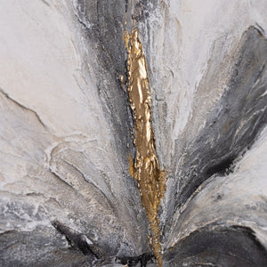 Acrylmalerei Reliefdetail grau gold elegant