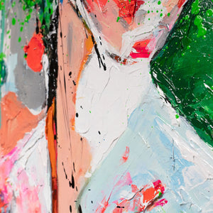 Farbstruktur Grün Rosa moderne Acrylmalerei Nahaufnahme