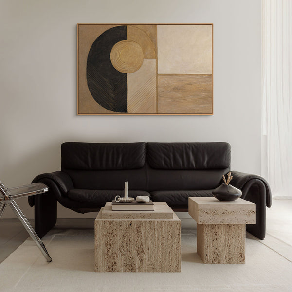 Geometrische Wandkunst gold schwarz handgemalt