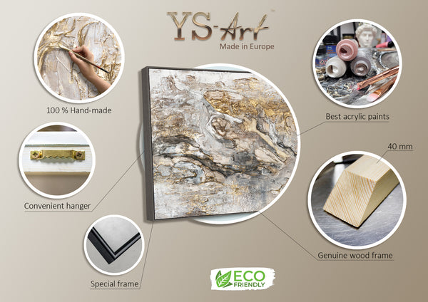 Handgemalte Acrylmalerei Gold Grau Kunst für Esszimmer