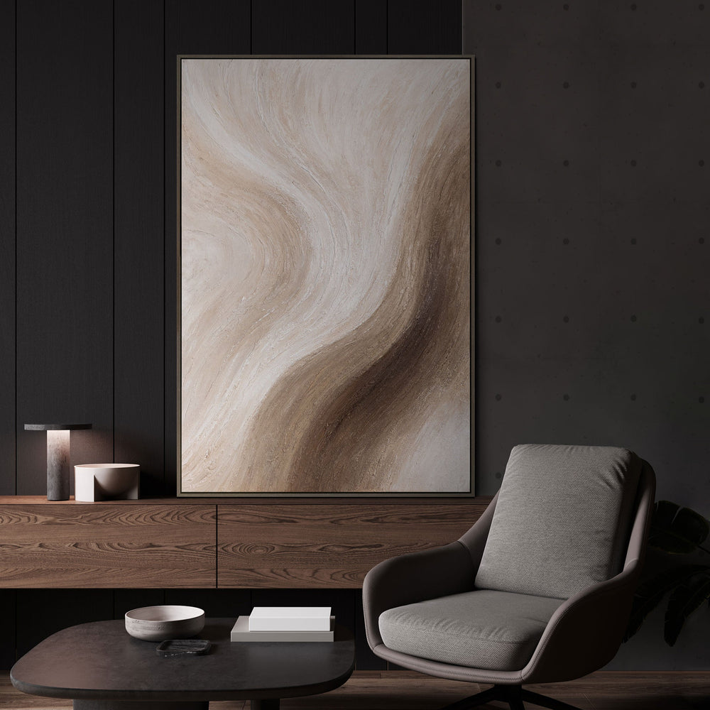 Handgemalte beige Wandkunst moderne Leinwand